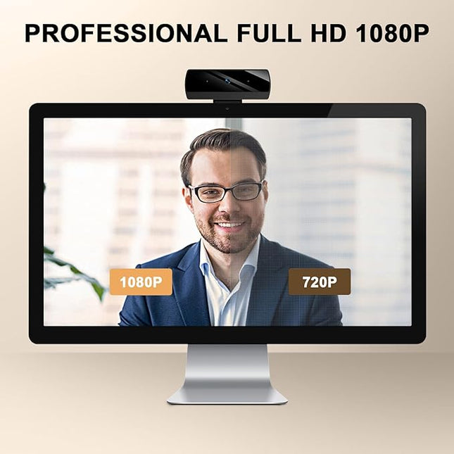 Webcam for PC, Full HD 1080P Video Calling, HD Light Correction, Works with Skype, Zoom, FaceTime, Hangouts, PC/Mac/Laptop/MacBook/Tablet