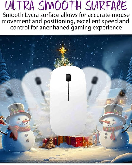 Chrismas Mouse Pad Winter Scenery Square Mousepad Desk Mat with Non Slip Rubber Base, Stitched Edge Mouse Mat Desk Pad for Work Game Office, 9.5x8 Inches