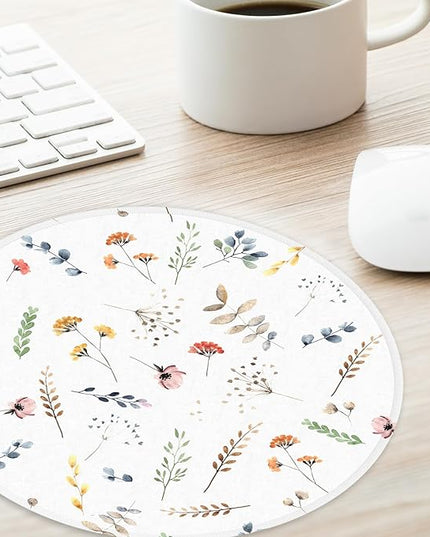 Cute Small Flower Round Mouse Pad, Funny Non-Slip Rubber Base, Home Office Decor, 8.7inch Round