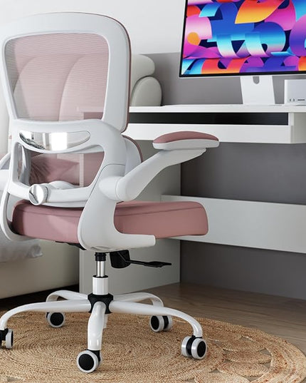 TRALT Office Chair - Ergonomic Desk Chair with Adjustable Lumbar Support, Mesh Computer Chair, Executive Chairs for Home Office Comfortable Lumbar Support (Pink)