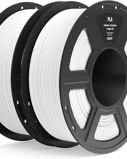 ELEGOO PLA Filament 1.75mm White 2KG, 3D Printer Filament Dimensional Accuracy +/- 0.02mm, 2pcs 1kg Spool(2.2lbs) Fit Most FDM 3D Printers