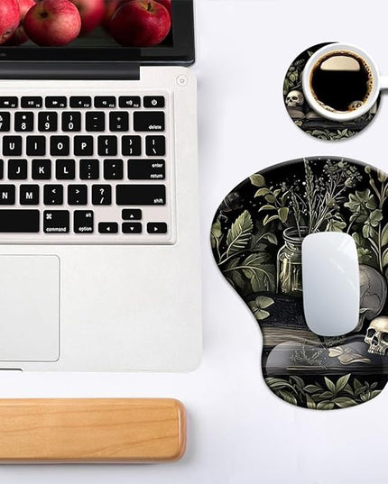 Ergonomic Mouse Pad with Wrist Support,Mouse Pad with Wrist Rest and Coaster Set,Office Supplies Non-Slip Mouse Pads for Desk, Non-Slip Comfortable,Goth