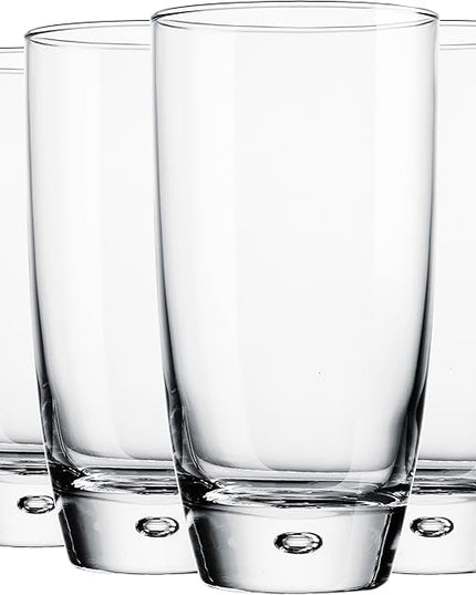 Glaver's Highball Glasses Set Of 4, 16 Oz. Drinking Glasses, Unique Water Glass Cups For Juice, Cocktails, Soda, Heavy Bottom Tumbler Glass