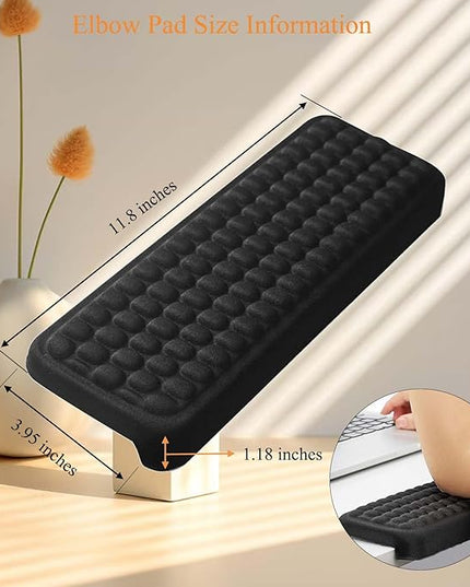 2Pcs Elbow Pad for Desk，L-Shaped Memory Foam Elbow Pads with Non-Slip Base，Ergonomic Desk Edge Cushion & Wrist Rest for Computer Keyboard, Office and Home Use