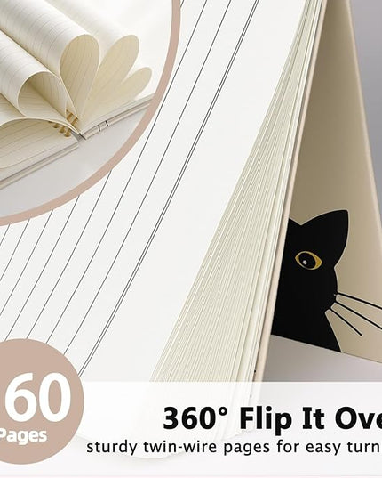Funny Cat Notebook Journal, Funny Peeking Spiral Notebook, Cat Lover Gifts for Women Men, Black Cat Gifts for Girls, Cat Notepad for School Supplies, Office Supplies 5.5x8.3 Inch