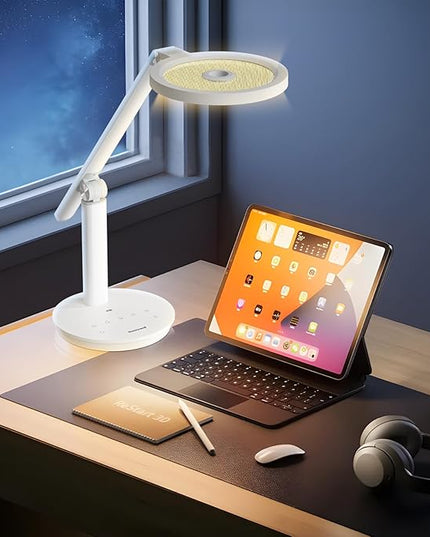 Honeywell Desk Lamp for Home Office, H6 Sunturalux™ Eye-Caring Led Desk Light, 800LM Dimmable Desk Lamp with Timer, Touch Control Tall Desk Reading Light, Table Lamp for Circle Webcam, Study, Bedroom