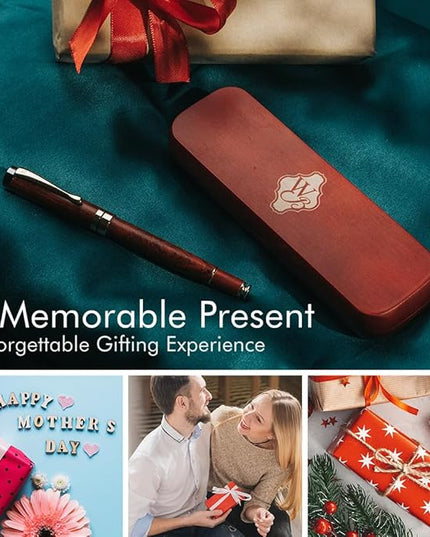 Wordsworth & Black Fountain Pen Set, Luxury Bamboo Wood - Medium Nib, Gift Case; Includes 6 Ink Cartridges, Ink Refill Converter -Journaling, Calligraphy; Drawing, Smooth Writing [Rosewood]
