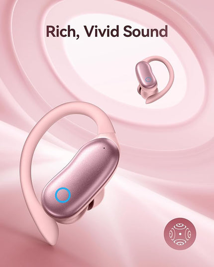 GNMN Active Noise Cancelling Ear Buds Wireless Earbuds 96hrs Playback Bluetooth Headphones Dual Battery Display Stereo Bass Earphones with Earhooks Microphone IPX7 Waterproof for Sports/Workout