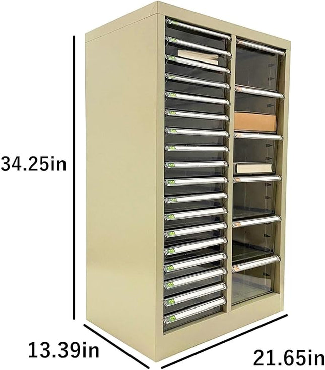 File Cabinet 24 Transparent Drawers Vertical Home Office Storage Cabinet Paper Organizer Document Filing for Small Parts