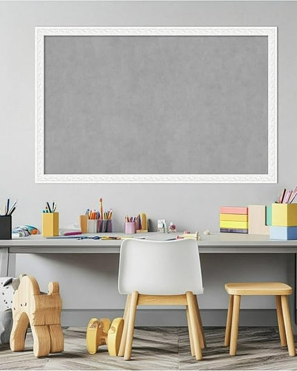 Amanti Art White Framed Magnetic Board 22x34 Large Vision Board for use with Magnets, 100% Metal Sheet to Display Items as Office Decor or for Home Organization in mudroom, Kitchen or Kids Room