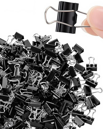 OWLKELA 220 PCS Mini Binder Clips 0.6 Inch, Metal Paper Clip Bulk, Small Black Clips for Home, School and Office Supplies