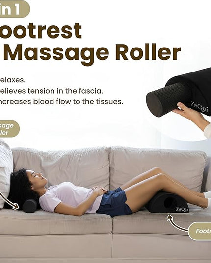 Foot Rest Under Desk Ergonomic Velvet Footstool with Massage Roller Improves Posture Relieves Plantar Fasciitis Reduces Fatigue for Office Home Gaming Adjustable Non Slip Washable Cover
