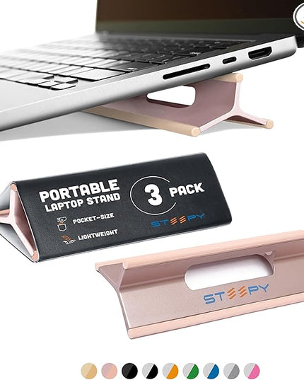 Steepy Portable Laptop Stand for Desk – Adjustable Height, & Portable Laptop Holder – Ergonomic Computer Stand for Cooling & Comfort – Slip-Proof, Sturdy Design – Universal Fit for 13-17 Inch Devices