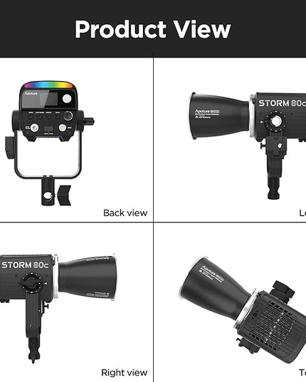 Aputure Storm 80c RGB LED Video Light - 80W Full-Color Point Source Fixture, 20,185 Lux @1m, 1800K-20,000K, Advanced Diode Mixing, CRI≥97, IP65 Weatherproof, Sidus Link, DMX & LumenRadio Control
