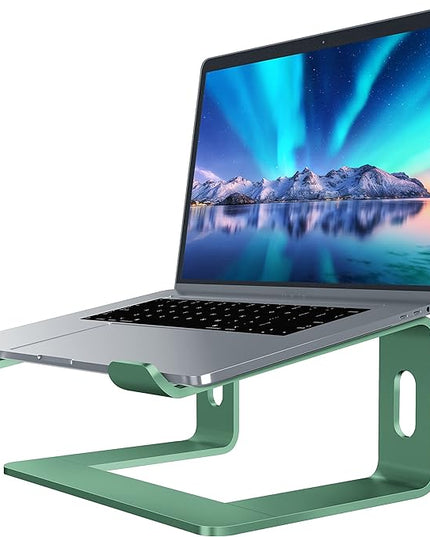 SOUNDANCE Laptop Stand, Aluminum Computer Riser, Ergonomic Laptops Elevator for Desk, Metal Holder Compatible with 10 to 15.6 Inches Notebook Computer, Green