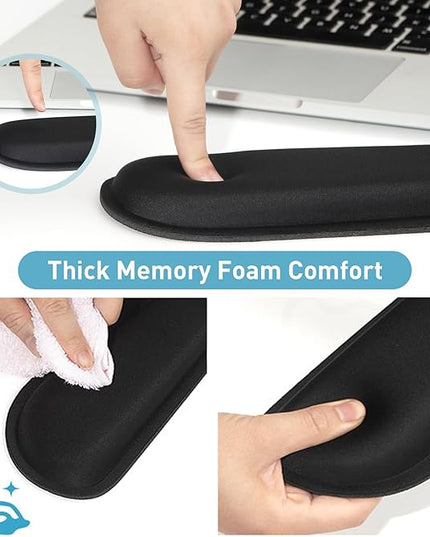 Yolanda Keyboard Wrist Rest Memory Foam, Easy Typing Pain Relief, Keyboard Mouse Pad Set for Computer, Laptop, Home & Office