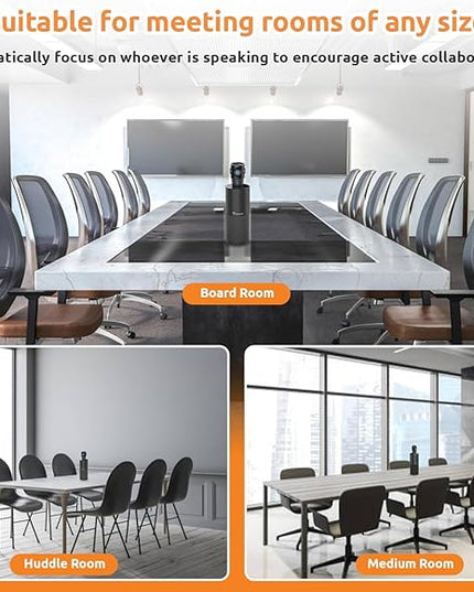 TOUCAN 360-Degree Video Conference Camera, 1080p HD Webcam with 4 Noise Reduction Mics, Speaker, AI Tracking, Works with Zoom, Google Voice, Microsoft Teams and More, for PC/Mac/Tablet