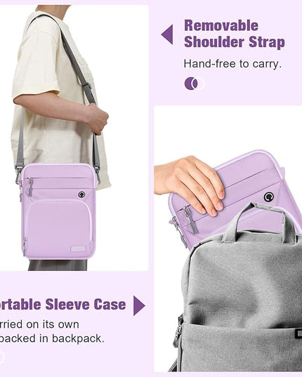 MoKo 9-11 Inch 360° Protective Tablet Sleeve Bag, Fits 11 inch iPad Air M3, iPad A16 2025, Pro 11 M5, iPad 10/9/8/7th, Tab S8/S9 11, Multifunctional Bag with Shoulder and Headphone Port, Purple