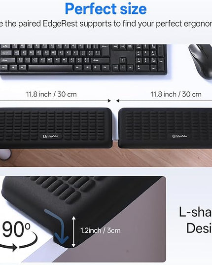UnivoColors PostureUp L-Shaped Desk Wrist Rest Elbow, Non-Slip, Separate Design, Memory Foam Desk Edge Support, Ergonomic Design for Long-Hour Work (11.8 * 3.9 inch 2-Piece Set of Navy)
