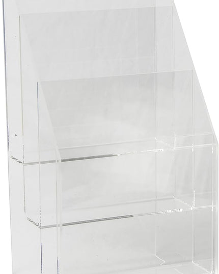 Clear-Ad - MPF-5585-3 - Premium Acrylic 3 Pocket Brochure Holder 5.5x8.5 - Transparent Plastic Pamphlet Display Stand (Pack of 1)