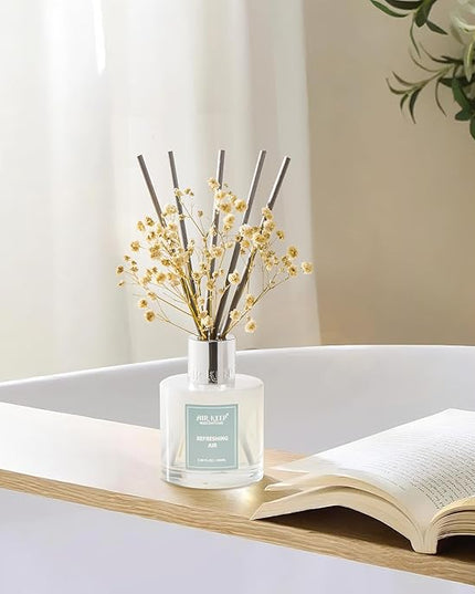 Airkeep Reed Diffuser Set,3.38 fl oz (100 ml) - Refreshing Air Oil Diffusers with 8 Reed Sticks, Home Fragrance Reed Diffuser for Bathroom Shelf Decor