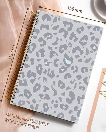 iampanda Spiral Journal Notebook,Strong Twin-Wire Binding with Premium Paper for Girl Women,Luxury Cheetah 60 Sheets A5 College Ruled Notebook/Journal,Perfect for School Office Home Gifts,Gray Leopard