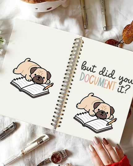 Funny Pug Notebook Journal Gifts for Women & Men, Gifts for Pug Lovers Notebooks for Women, Funny Human Resources Gifts Journal, But Did You Document It Hardcover Spiral Notebook 5.5x8.3 Inch