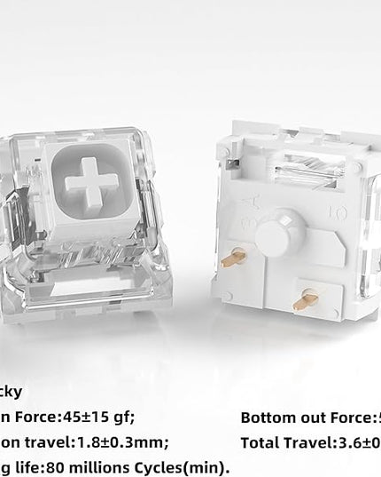 Kailh Box White Mechanical Keyboard Switches,3-Pin 45gf Clicky/Speed Typing/Gaming/Waterproof Switches(36Pcs,Kailh Box White)