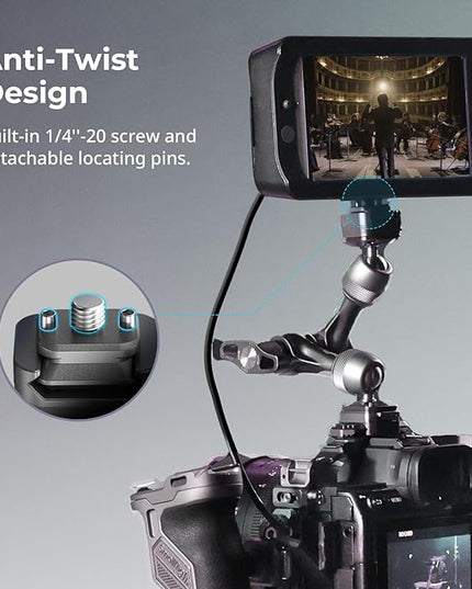SMALLRIG 11" Rosette Magic Arm, HawkLock H21 Quick Release Structure, w 1/4"-20 Screws and Anti-Twist Pins, for Monitors, Lights, Max Load Cpacity 3kg