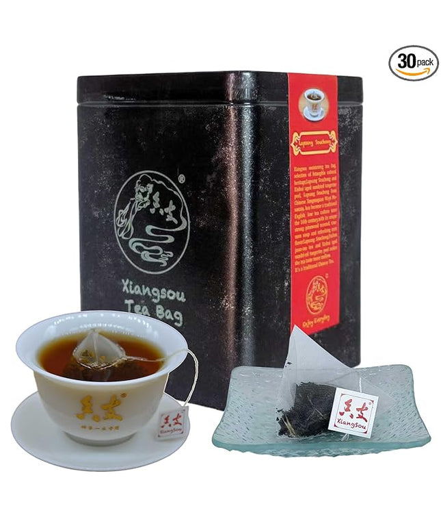Xiangsou Moistening Tea,Lapsang Souchong Tea,Chinese Classical Smoked Black Tea with 30 Tea Bags,Strong Flower Fragrance With a Smoky Taste