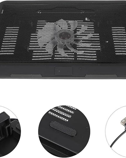 Alipis Silent Laptop Cooling Pad Stand with LED Fans, 14-inch Black Notebook Cooler for Gaming and Office Use, Multipurpose PC Holder Compatible with Laptops and Tablets