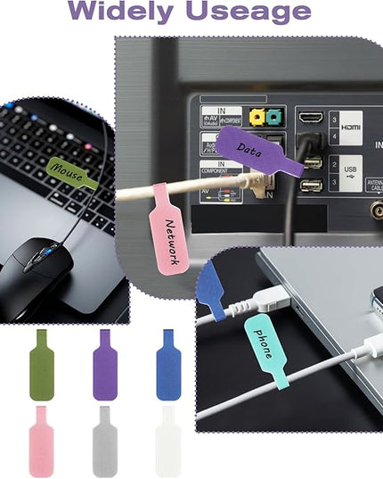 40 Pcs Cable Cord Labels, 8 Colors Cord Labels for Electronics Multicolored Handwriting Cable Tags Reusable Writable Cord Label for Home Office Electronics Computers Wire Management and Identification