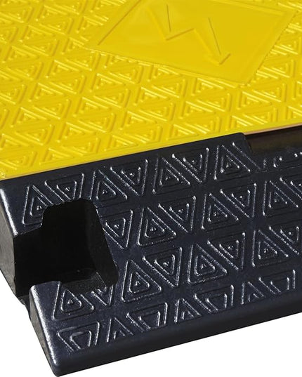 OranLite Rubber Cable Protector Ramp, Heavy Floor Cable Wire Cord Cover Speed Bumps 22000Lbs Load Capacity, Driveway Hose Cable Ramp Protective Cover for Indoor and Outdoor (3-Channel x 2Pcs)