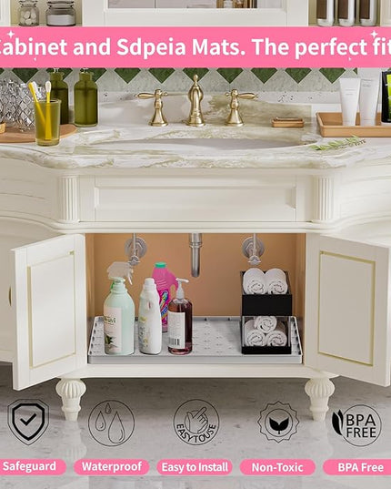Sdpeia Under Sink Mat 19"×19" Waterproof Silicone Cabinet Liner & Sink Protector for Kitchen & Bathroom, Multi-Purpose Organizers Tray for Pets, Laundry, Cat Litter Mat