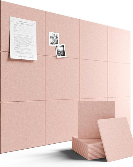 Fluxynara Large Felt Bulletin Board 48" x 36" Cork Board Alternative-12 Pack with 70 Safe Removable Adhesive Tabs, Cork Boards for Walls Cork Board for Home Office Classroom Pin Board - Coral