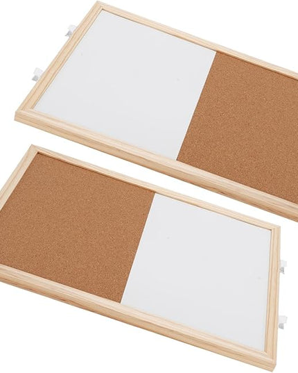 WALFRONT 2PCS Combination Bulletin Corkboard Whiteboard 30x40cm Magnetic Dry Erase Board and Cork Display Board for Home Office School Wall Organization