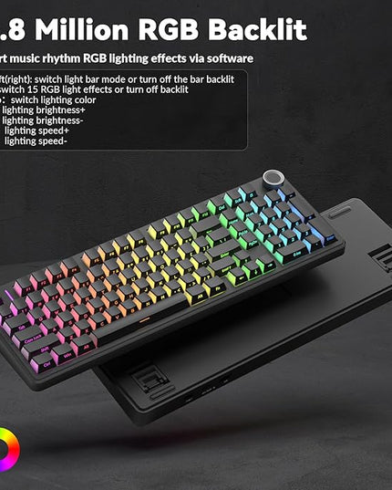 AULA F99 Pro Wireless Mechanical Keyboard-Silent Version,BT5.0/2.4GHz/USB-C Hot Swappable Custom Keyboard,Gasket Structure,Pre-lubed Linear Switches RGB Backlit Computer Gaming Keyboards,Black