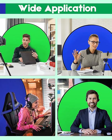Portable Blue Green Screen Chair, 57 in Greenscreen Backdrop with Stand Double Sided Foldable Green Background, Chroma Key, for Photography Streaming Gaming Photo Zoom Video Chats and Meeting
