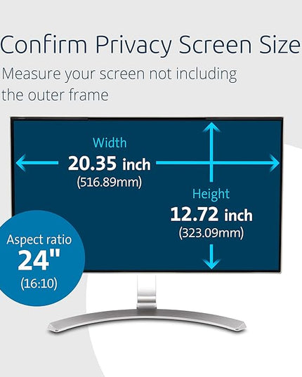 Kensington MagPro 24 Inch Magnetic Computer Privacy Screen for Desktop, Removable 16:10 Computer Privacy Filter, Anti-Glare Blue Ray Reduction, Compatible with Slim Bezel Monitors, K55423WW