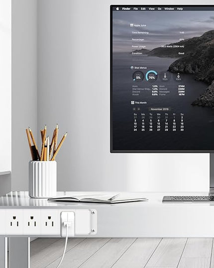 45W USB-C Fast Charging Under Desk Power Strip,12 Outlet Mountable Power Strip with 4 USB,1200J Surge Protection,10FT Flat Extension Cord