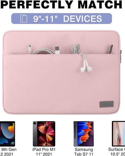 MoKo 9-11 Inch Tablet Sleeve Bag Carrying Case Fits New 11 inch iPad Air M3, iPad A16 2025, iPad Pro 11 M4/Air M2, iPad Air 5/4/3th, iPad 10/9/8/7th, Pink