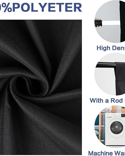 GFCC 10x12FT Black Backdrop Background - for Photography Photo Booth Backdrop for Photoshoot Background Screen Video Recording Parties Curtain