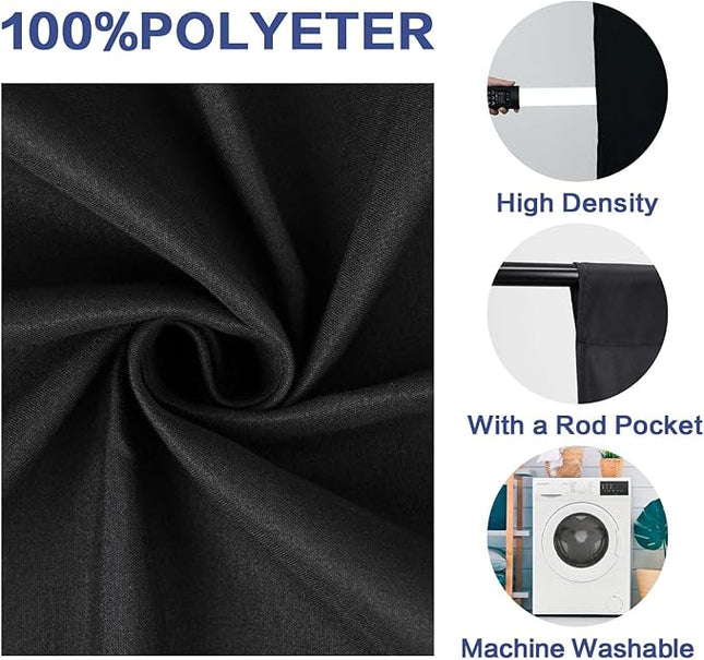 GFCC 5x7FT Black Backdrop Background - for Photography Photo Booth Backdrop for Photoshoot Background Screen Video Recording Parties Curtain