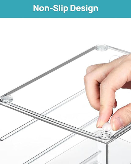 Vtopmart Acrylic Organizer with 8 Drawers, Desk Organizers and Accessories, Clear Makeup Organization, Dustproof Storage Drawers for Office Art Craft Supplies