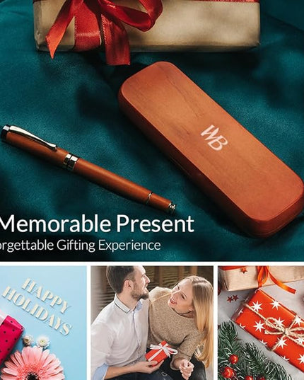 Wordsworth & Black Fountain Pen Set, Luxury Bamboo Wood - Extra Fine Nib, Gift Case; Includes 6 Ink Cartridges, Ink Refill Converter -Journaling, Calligraphy; Drawing, Smooth Writing [Cherry Wood]