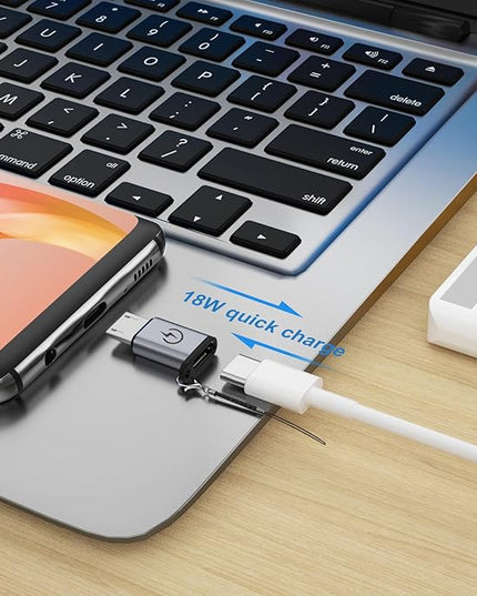 USB C to Micro USB Adapter, Supports 18W Fast Charging, Used for USB C Female to Micro Male Adapter (2 Sets), Cannot be Used for Earphone Audio Playback