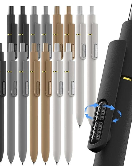 Hiacry 16 Pcs Gel Pens - 0.7mm Fine Point Smooth Writing Fidget Pens, Quick-Dry Long Lasting Black Ink, Office & School Supplies Men Women Student (Classic Color Black Ink)