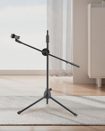 BESPORTBLE Metal Microphone Boom Arm with Dual Mic Clip and Spring Clamp, 350Mm Adjustable Desk Mic Stand Arm for Live Streaming and Recording