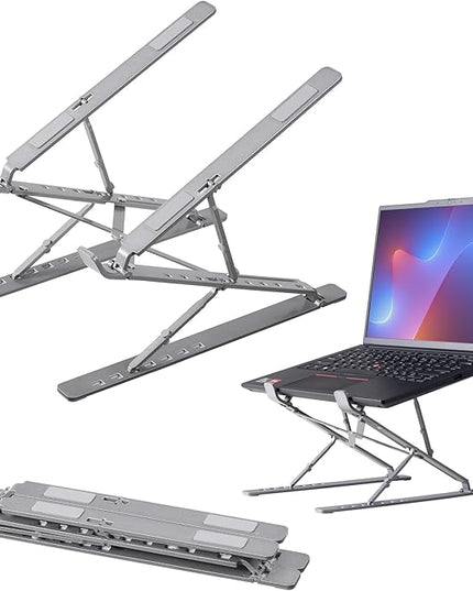 kwmobile Laptop Stand - Adjustable Laptop Riser, Holder - Aluminium Portable DJ, Gaming Stand - Foldable Lap Top, Notebook Desk Stands - Folding Computer Accessories