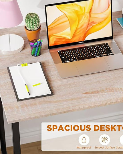PayLessHere | 32 Inch Computer Desk | Nature | Office Desk with Metal Frame, Adjustable Feet | Water-Resistant, Scratchproof Surface | Sturdy Writing Table for Home Office or Study | Pack of 1